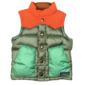 Patagonia 2T Toddler Down Sweater Puffer Vest Colorful Orange Green Outdoor
